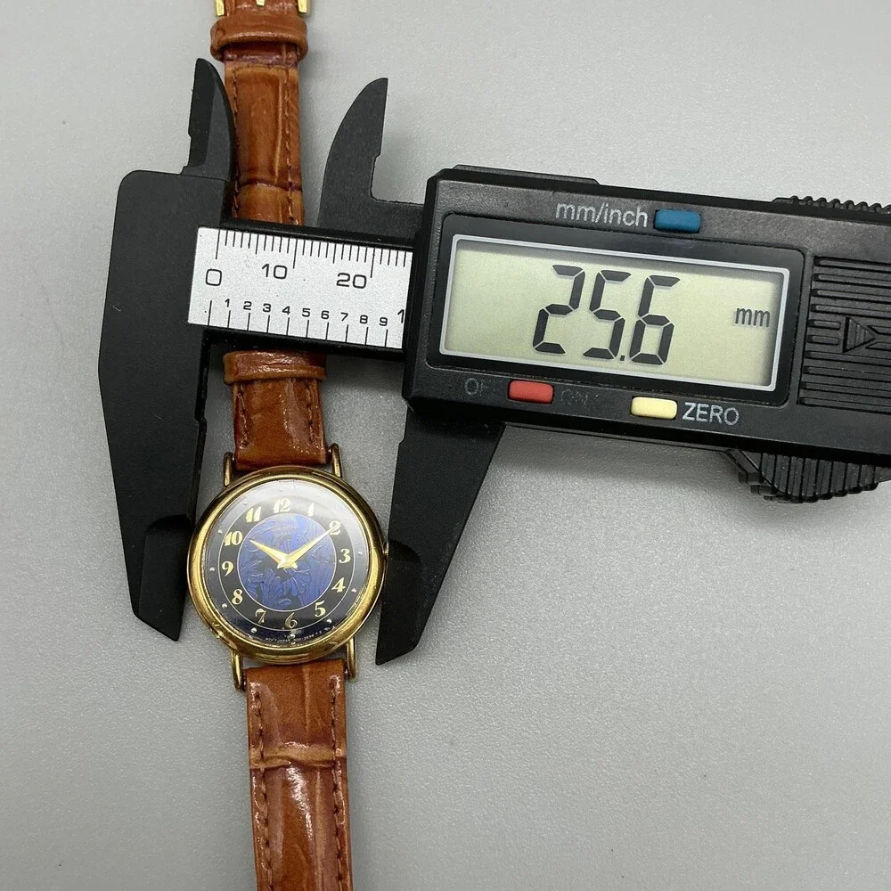 Vintage Seiko Womens Watch 26mm Blue Floral Dial Leather 1N00-0059 New Battery